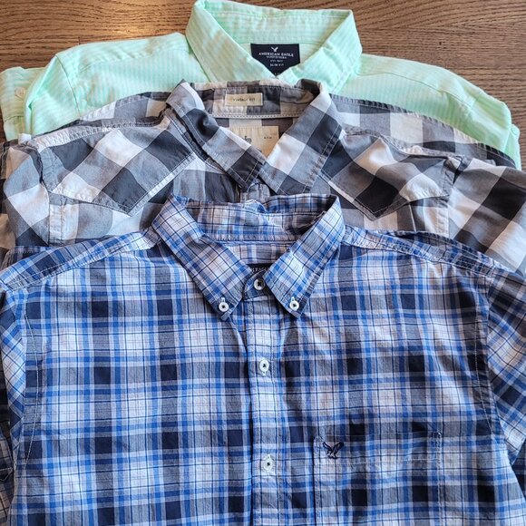 Lot of 3 American Eagle Button Down Shirts Size Large AE L - Picture 1 of 14